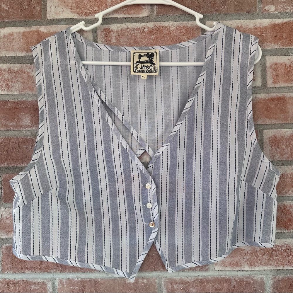 Jaase Cropped Tank Top Vest Women’s XL Striped Festival Boho Artisan Coastal